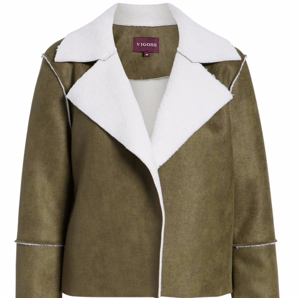 Vigoss // Faux Shearling Moto Jacket in Green - Picture 7 of 7